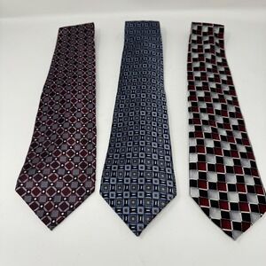 Pierre Cardin Platinum‎ Joseph Feiss Mens Tie Lot 3 Silk Geometric Prints